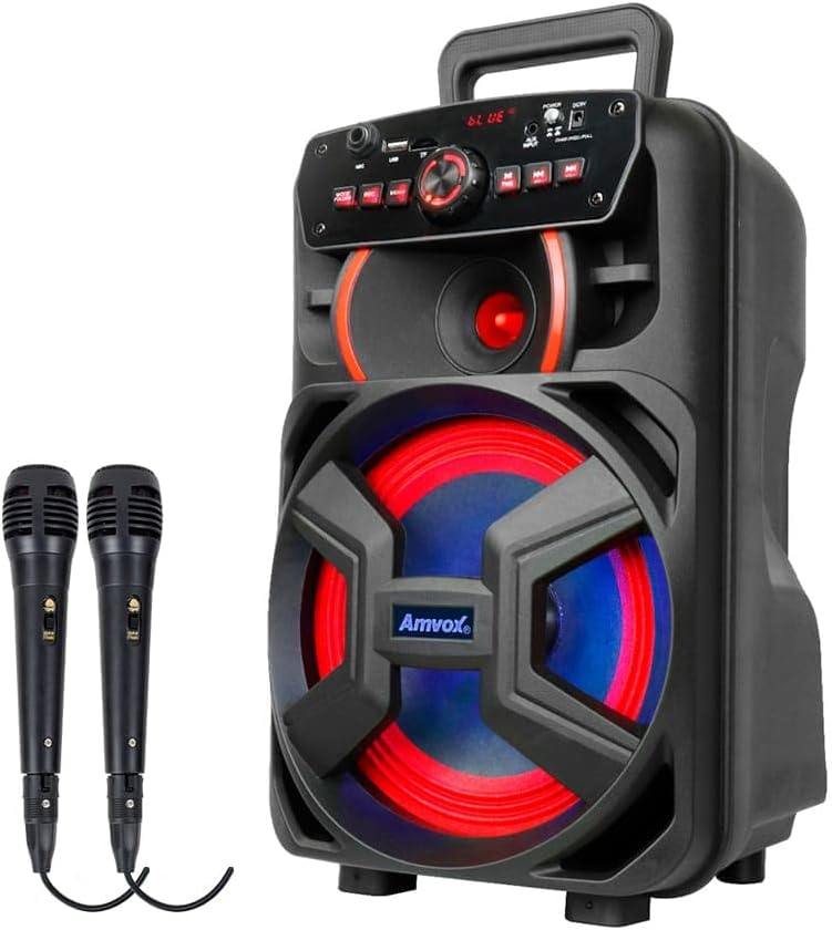 Caixa De Som Portátil BT Amvox ACA 221 Gigante II Com 02 Microfones