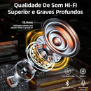 Fone De Ouvido Sem Fio Bluetooth 5.3 Compatível iPhone Android Com Microfone e Redução de Ruído Wireless Academia Corrida Musicas Graves Potentes Controle Touch,À Prova D'água HiFi Branco
