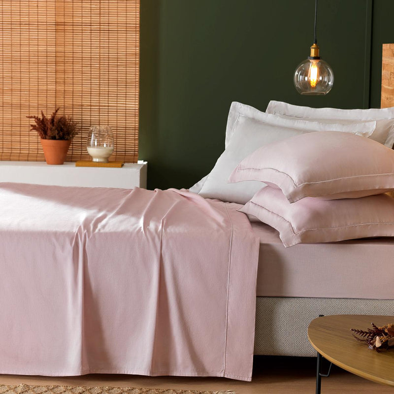 Jogo de Cama Treccenti Percal 300 fios Rosa - Casal